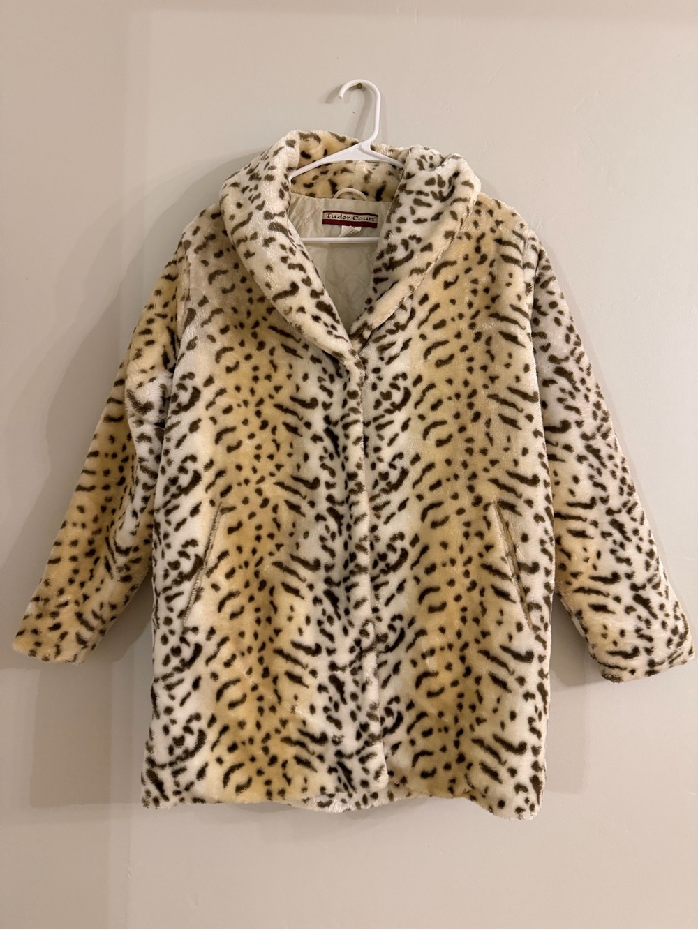 Tudor Court Vintage Faux Fur Leopard Print Quilted Coat M